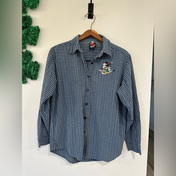 Vintage Mickey Mouse Unlimited Jerry Leigh Disney Plaid Shirt Medium Button Up - Picture 1 of 6